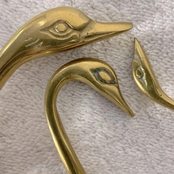 Vintage Brass  Swans x3 Decor Birds - Picture 10 of 13